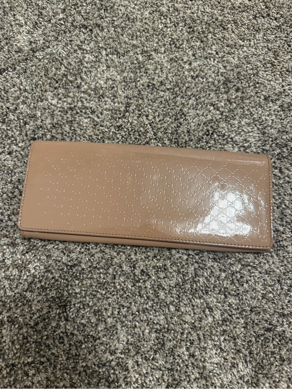 Gucci Patent Leather Long Clutch Wallet - Beige
